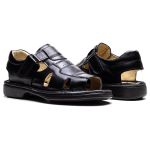 Sandália Comfort Ransterine Masculino em Couro Preto