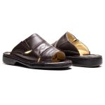Chinelo Comfort Ransterine Masculino em Couro Café