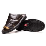 Chinelo Comfort Ransterine Masculino em Couro Café