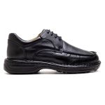 Sapato Comfort Ransterine Masculino em Couro Preto 