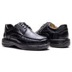 Sapato Comfort Ransterine Masculino em Couro Preto 