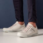 Sapatênis Masculino Couro Ransterine Gelo/Azul Comfort 