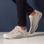 Sapatênis Masculino Couro Ransterine Gelo/Azul Comfort 