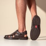 Sandália Comfort Ransterine Masculino em Couro Café