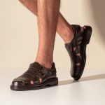 Sandália Comfort Ransterine Masculino em Couro Café