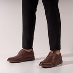 Sapato Casual Derby Masculino Em Couro Café