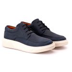 Sapato Comfort Ransterine Masculino em Couro Rústico Azul