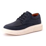 Sapato Comfort Ransterine Masculino em Couro Rústico Azul