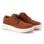 Sapato Comfort Ransterine Masculino em Couro Rústico Castor