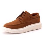 Sapato Comfort Ransterine Masculino em Couro Rústico Castor