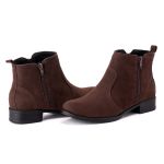 Bota Feminina Cano Curto Couro Sintético Café