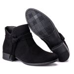 Bota Feminina Cano Curto Couro Sintético Preto