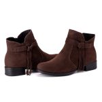 Bota Feminina Cano Curto Couro Sintético Café