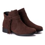 Bota Feminina Cano Curto Couro Sintético Café