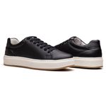 Tênis Casual Masculino Couro Comfort Ransterine Preto