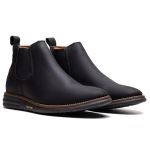 Botina Masculina Ultra Comfort em Couro Rústico Preto
