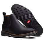 Botina Masculina Ultra Comfort em Couro Rústico Preto