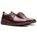 Sapato Casual Derby Masculino Em Couro Café