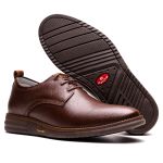 Sapato Casual Derby Masculino Em Couro Café