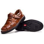 Sandália Comfort Ransterine Masculino em Couro Pinhão