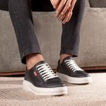 Tênis Couro Masculino Comfort Ransterine Preto
