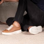 Tênis Couro Masculino Comfort Ransterine Caramelo