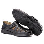 Sandália Comfort Masculino em Couro Preto
