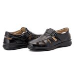 Sandália Comfort Masculino em Couro Preto