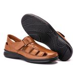 Sandália Comfort Masculino em Couro Caramelo