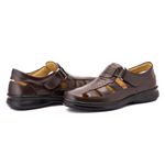 Sandália Comfort Masculino em Couro Café