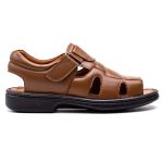 Sandália Comfort Ransterine Masculino em Couro Caramelo