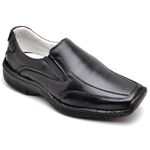 Sapato Comfort Ransterine Masculino em Couro Preto 