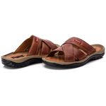 Chinelo Comfort Ransterine Masculino em Couro Caramelo