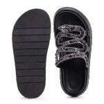 Sandália Papete Com Pedraria Snake Rast Shoes Luxo – Preto