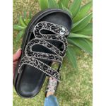 Sandália Papete Com Pedraria Snake Rast Shoes Luxo – Preto