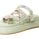 Sandália Papete Com Pedraria Snake Rast Shoes Confort – Off White