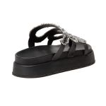 Sandália Papete Com Pedraria Snake Rast Shoes Confort – Preto
