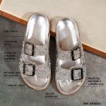 Sandalia Papete Birken Pedraria Confort Rast Shoes – Prata Velha
