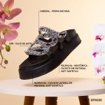 Sandália Papete Com Pedraria Snake Rast Shoes Confort – Preto
