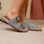 Sandalia Papete Birken Pedraria Confort Rast Shoes – Prata Velha
