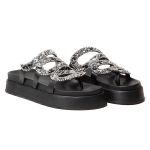 Sandália Papete Com Pedraria Snake Rast Shoes Confort – Preto