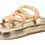 Sandália Papete Com Pedraria Snake Rast Shoes Confort – Dourado