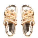 Sandália Papete Com Pedraria Snake Rast Shoes Confort – Dourado