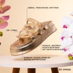 Sandália Papete Com Pedraria Snake Rast Shoes Confort – Dourado