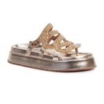 Sandália Papete Com Pedraria Snake Rast Shoes Luxo – Dourado