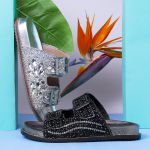 Sandalia Papete Birken Pedraria Confort Rast Shoes – Preta