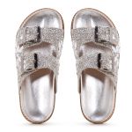 Sandalia Papete Birken Pedraria Confort Rast Shoes – Prata Velha