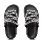 Sandália Papete Com Pedraria Snake Rast Shoes Confort – Preto