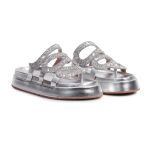 Sandália Papete Com Pedraria Snake Rast Shoes Luxo – Prata