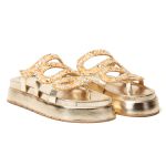 Sandália Papete Com Pedraria Snake Rast Shoes Confort – Dourado